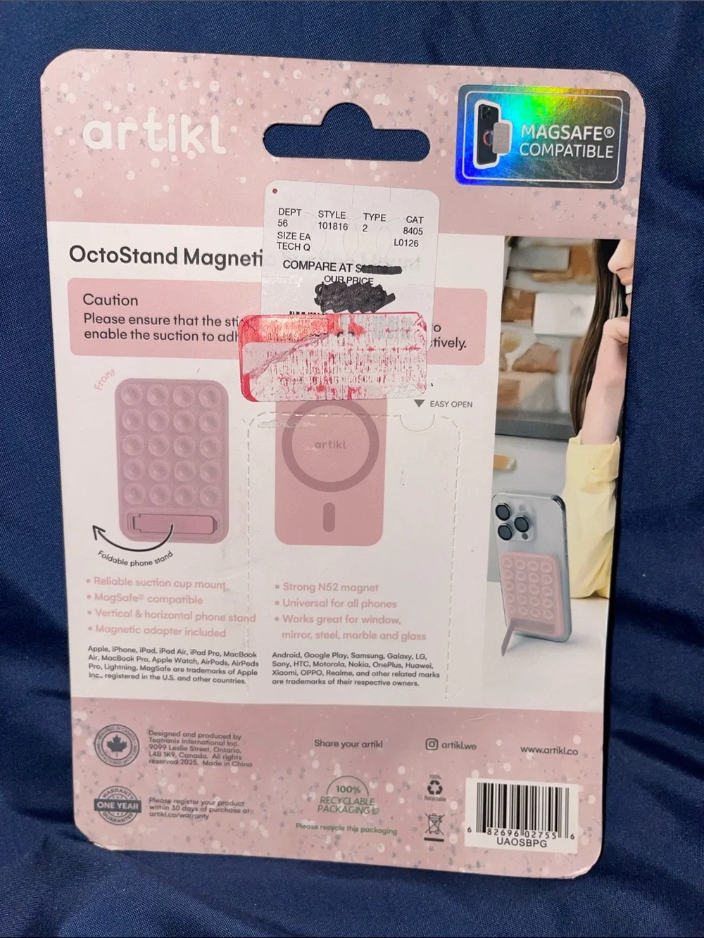 Artikl - OctoStand Magnetic Suction Phone Stand - Pink